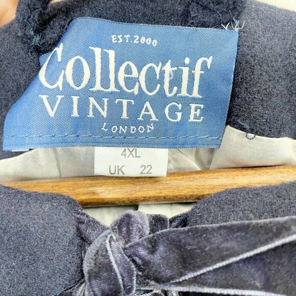 Collectif Capelet Size 4XL Women's Blue Wool Blend Embroidered Metallic Stars - Picture 6 of 9